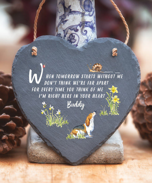 Basset Hound - Personalised When Tomorrow Starts - Slate Heart
